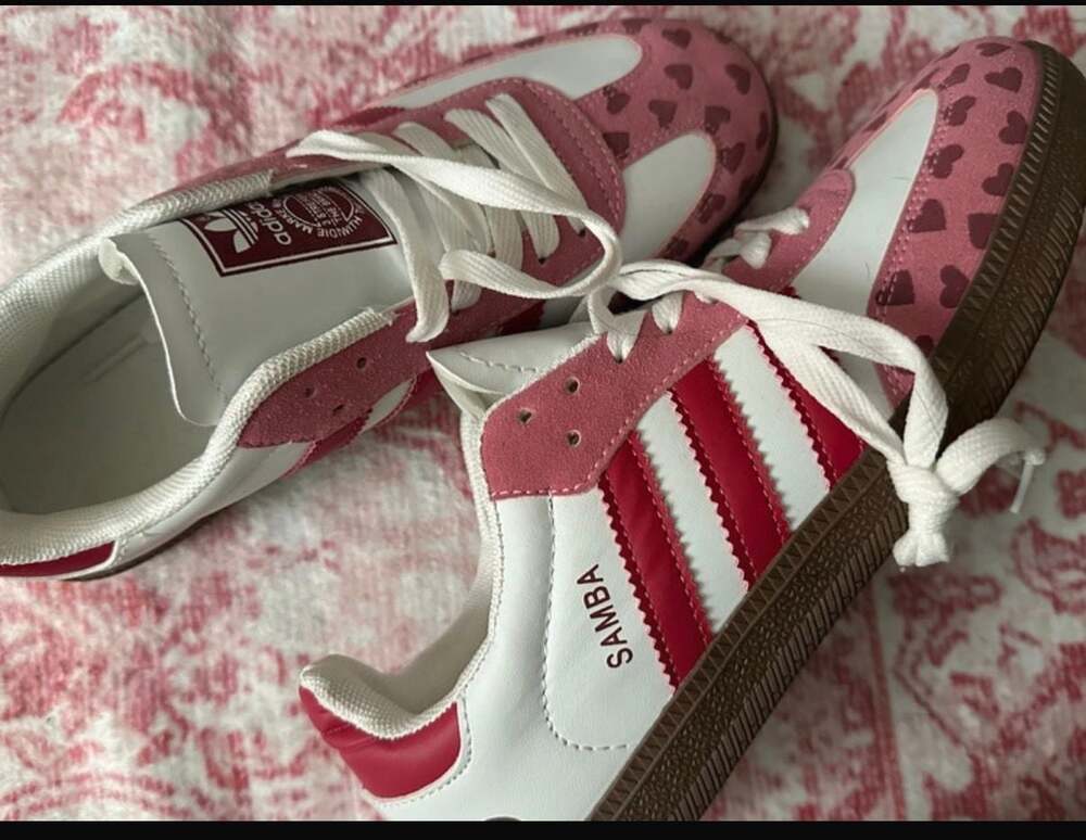 Adidas Custom Samba Women's Pink and Red Hearts Valentine's Sneakers